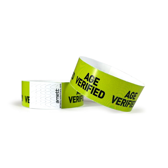 Age Verified - Green | Full Color Tyvek Wristbands - Backstage Supplies