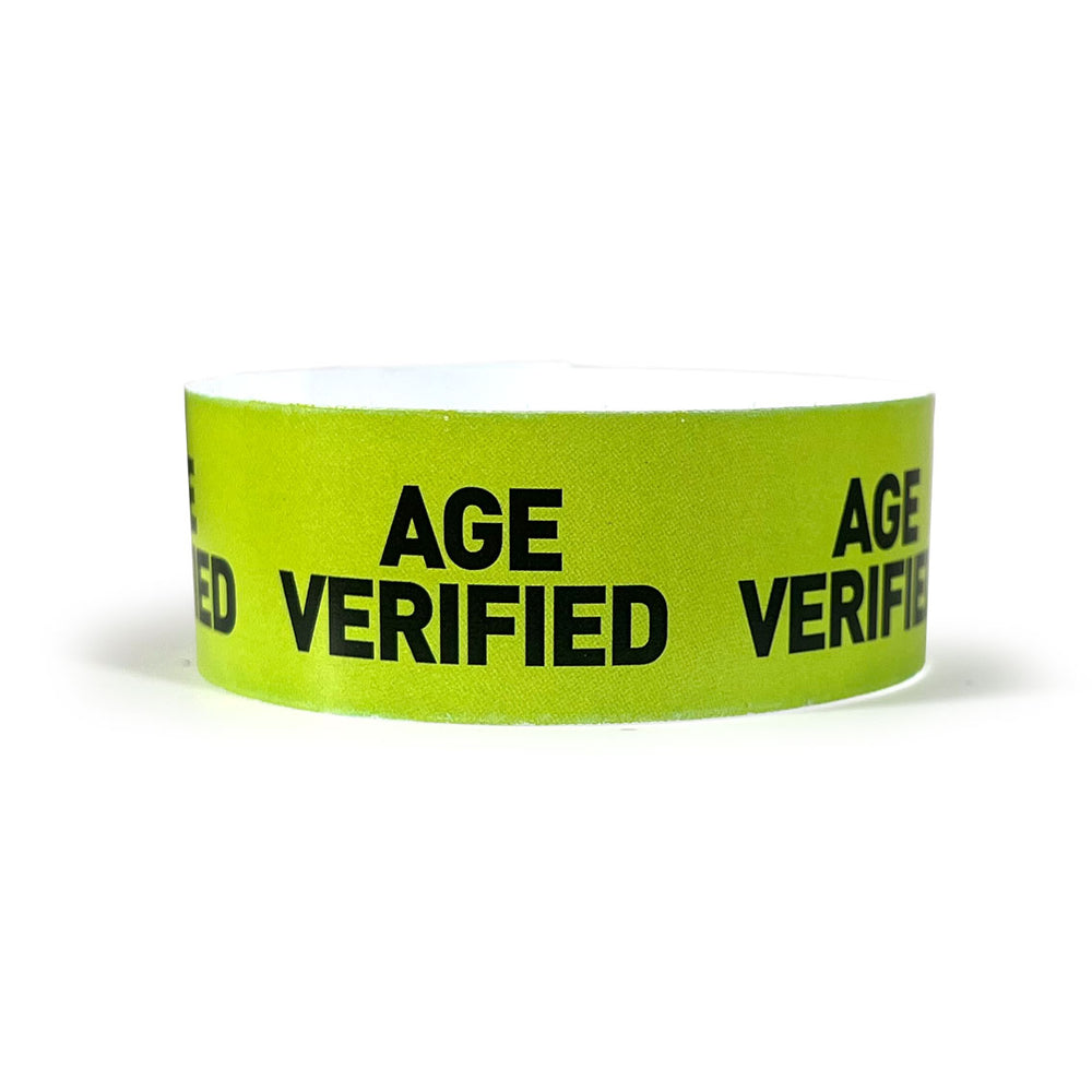Age Verified - Green | Full Color Tyvek Wristbands - Backstage Supplies