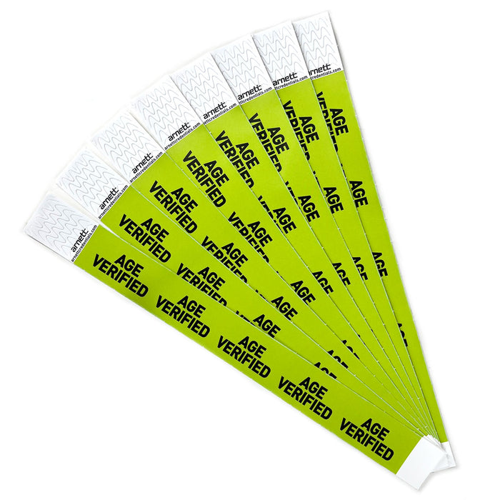 Age Verified - Green | Full Color Tyvek Wristbands - Backstage Supplies