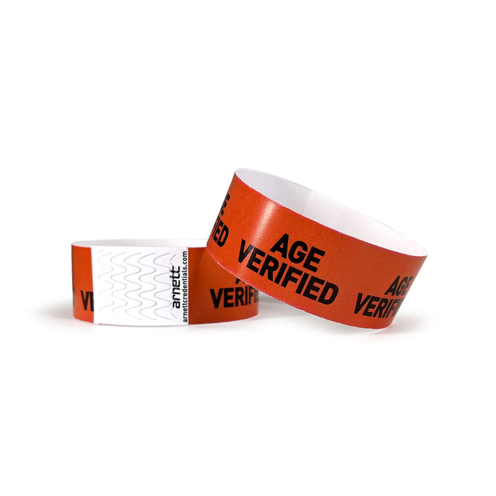 Age Verified - Orange | Full Color Tyvek Wristbands - Backstage Supplies