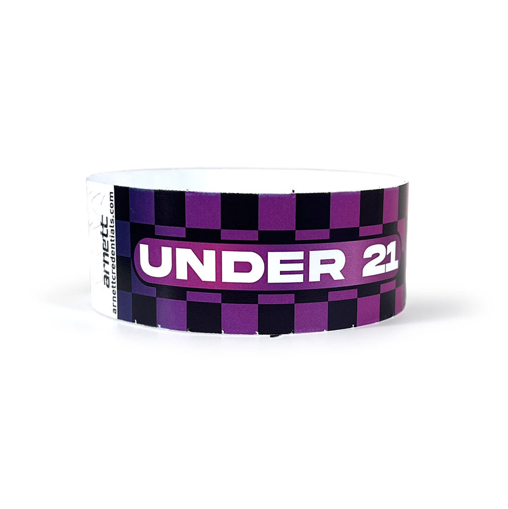 Under 21 - Checkered | Full Color Tyvek Wristbands - Backstage Supplies