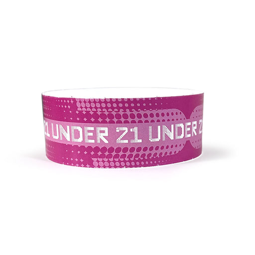 Under 21 - Pink | Full Color Tyvek Wristbands - Backstage Supplies