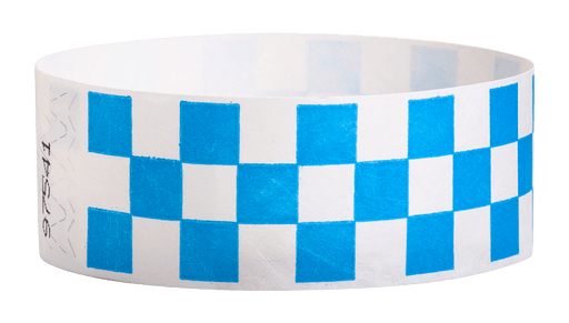 Blue Checkered 1" Tyvek Wristbands - Backstage Supplies