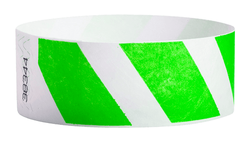 Green Stripes 1" Tyvek Wristbands - Backstage Supplies