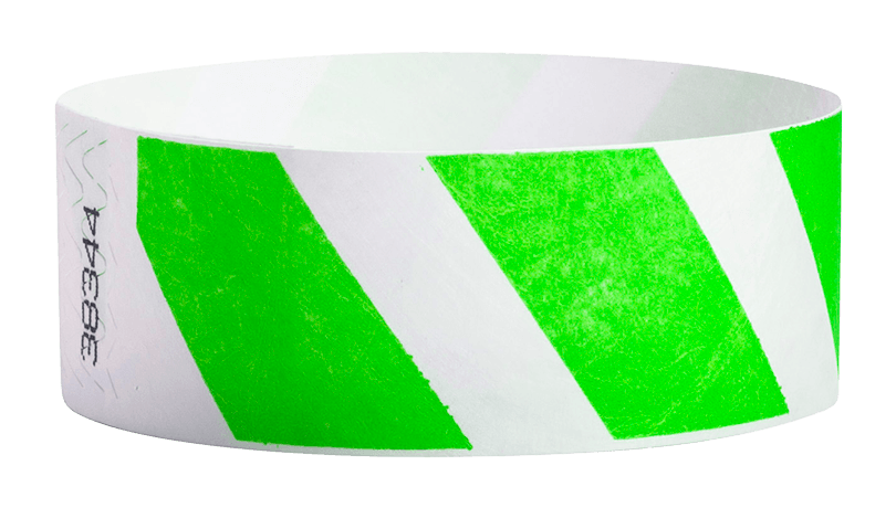 Green Stripes 1" Tyvek Wristbands - Backstage Supplies