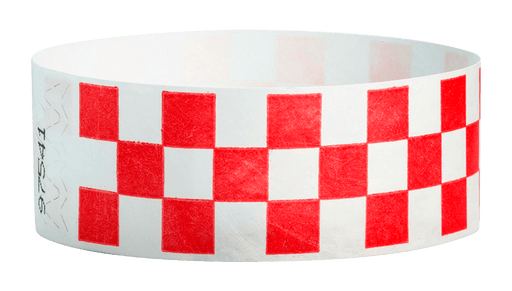 Red Checkered 1" Tyvek Wristbands - Backstage Supplies