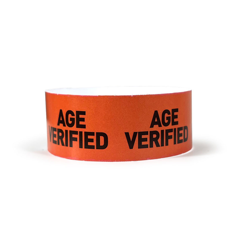 Age Verified - Orange | Full Color Tyvek Wristbands - Backstage Supplies 