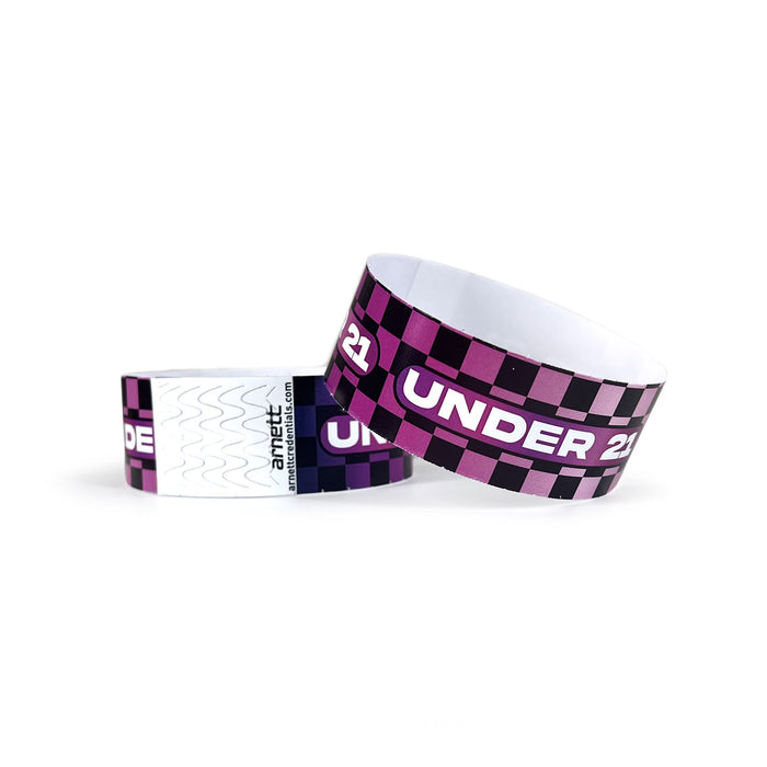 Under 21 - Checkered | Full Color Tyvek Wristbands - Backstage Supplies 