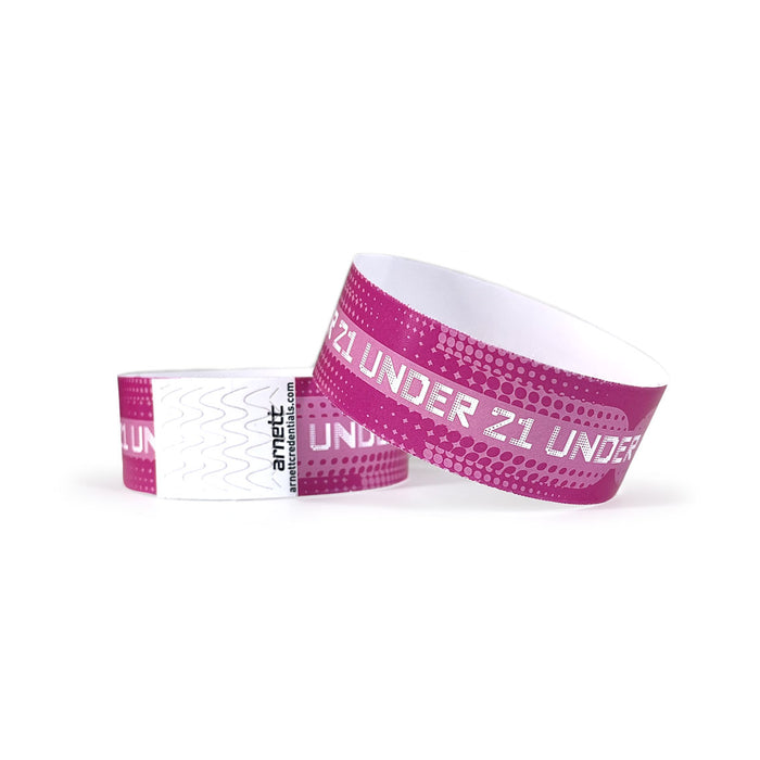 Under 21 - Pink | Full Color Tyvek Wristbands - Backstage Supplies 