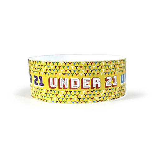 Under 21 - Yellow | Full Color Tyvek Wristbands - Backstage Supplies 