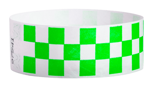 Green Checkered 1" Tyvek Wristbands - Backstage Supplies