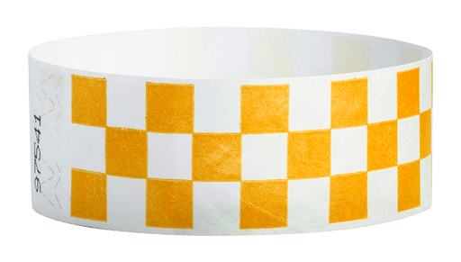 Orange Checkered 1" Tyvek Wristbands - Backstage Supplies